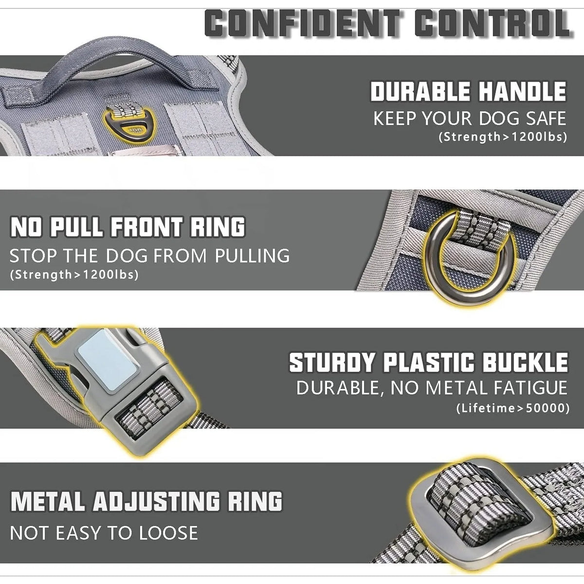 No-Pull Tactical Dog Harness with Reflective Strips