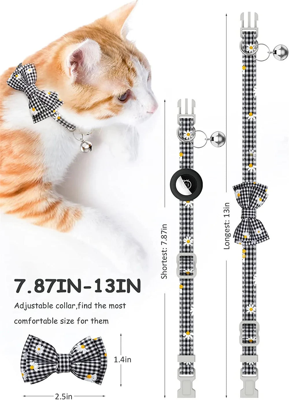 Breakaway Cat Collar with AirTag Holder & Bell