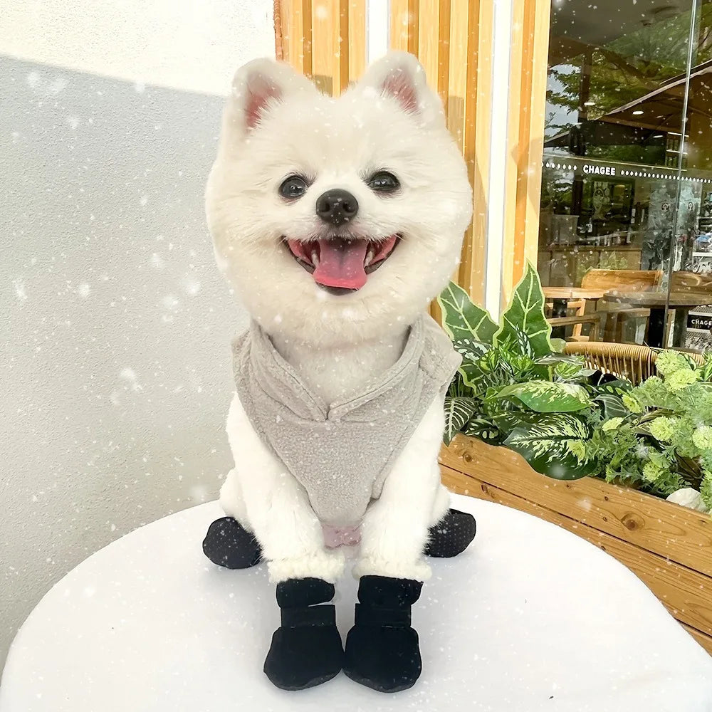 Winter Anti-Slip Dog Boots | Set of 4 for Small & Medium Dogs & Cats