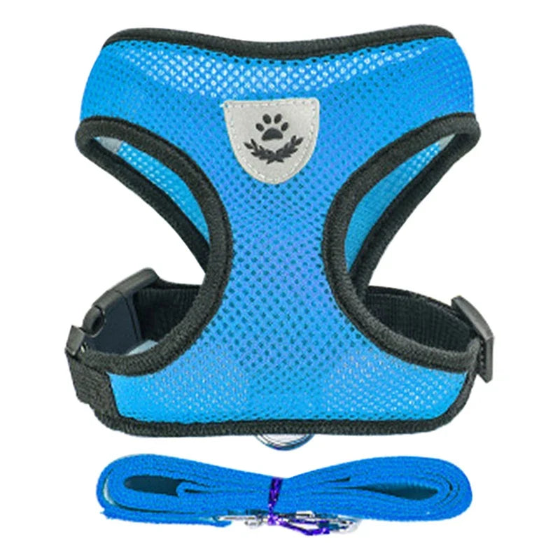 Adjustable Small Dog Harness and Leash Set - Breathable Vest