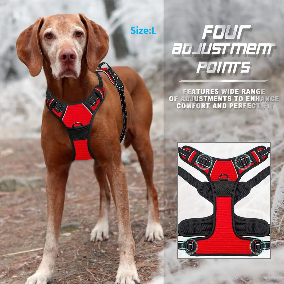 No-Pull Dog Harness with Front Clip & Handle | Heavy Duty Reflective Vest for Easy Walking