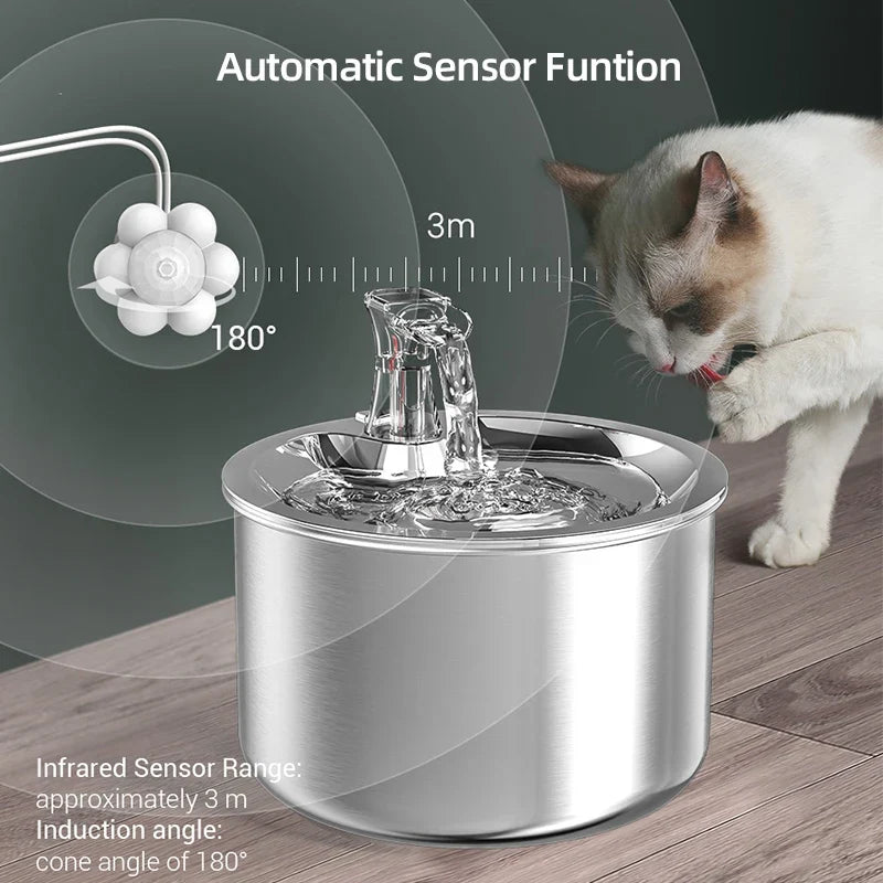 Premium Stainless Steel Cat Water Fountain with Smart Motion Sensor