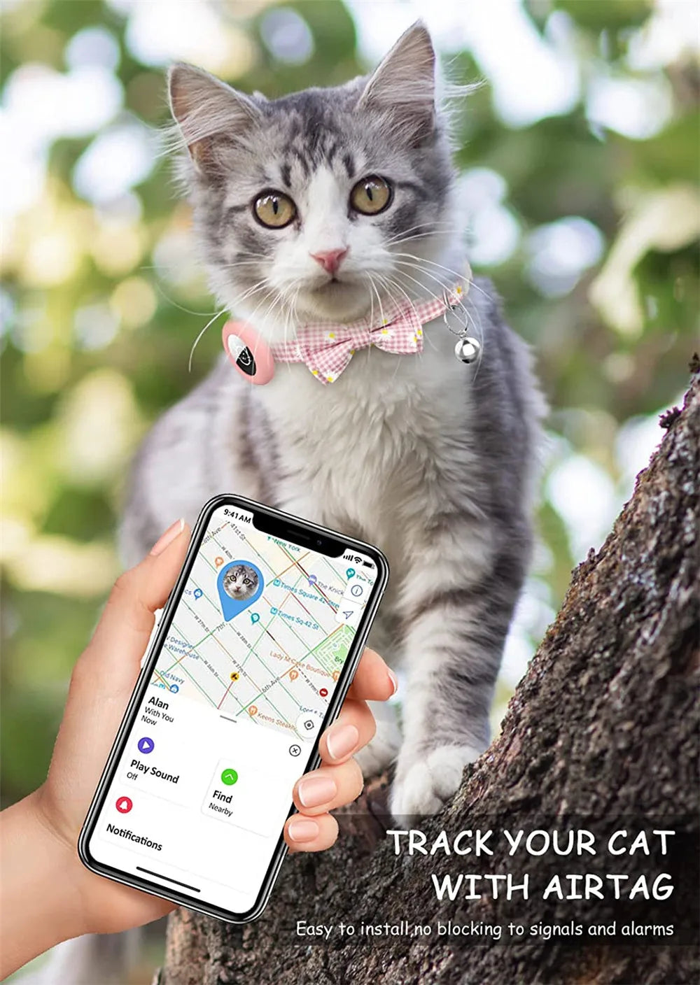 Breakaway Cat Collar with AirTag Holder & Bell