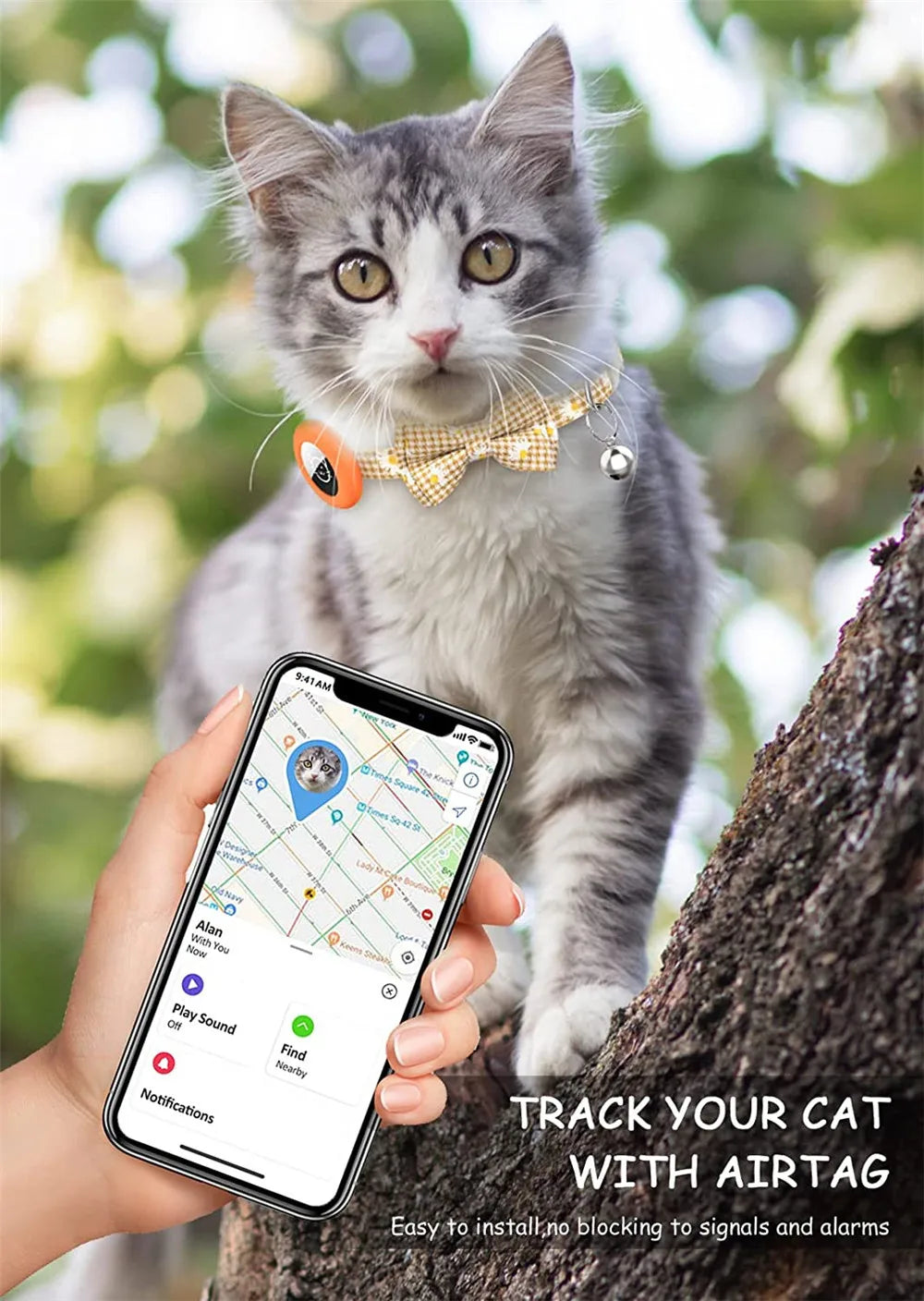 Breakaway Cat Collar with AirTag Holder & Bell
