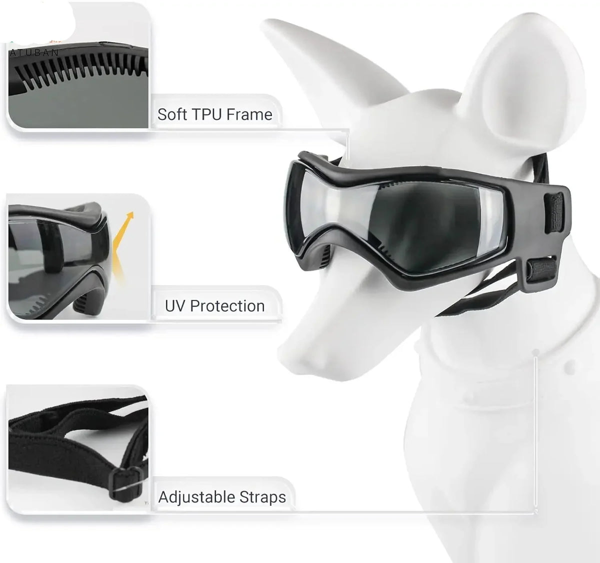 Dog Motorcycle Helmet & Goggles Set - Adjustable Safety Gear for Small Dogs