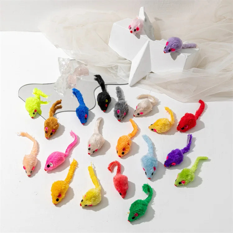 Plush Mouse Toy Set for Cats - Interactive Feather Toys