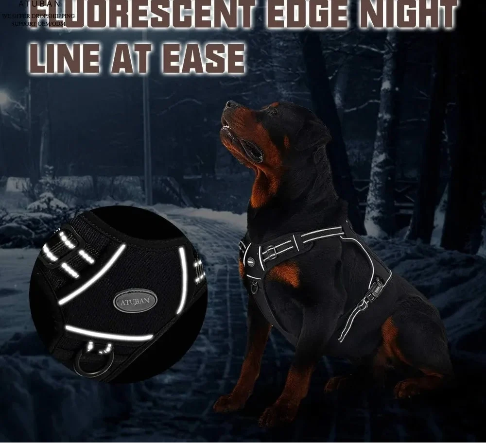 No-Pull Tactical Dog Harness with Reflective Strips
