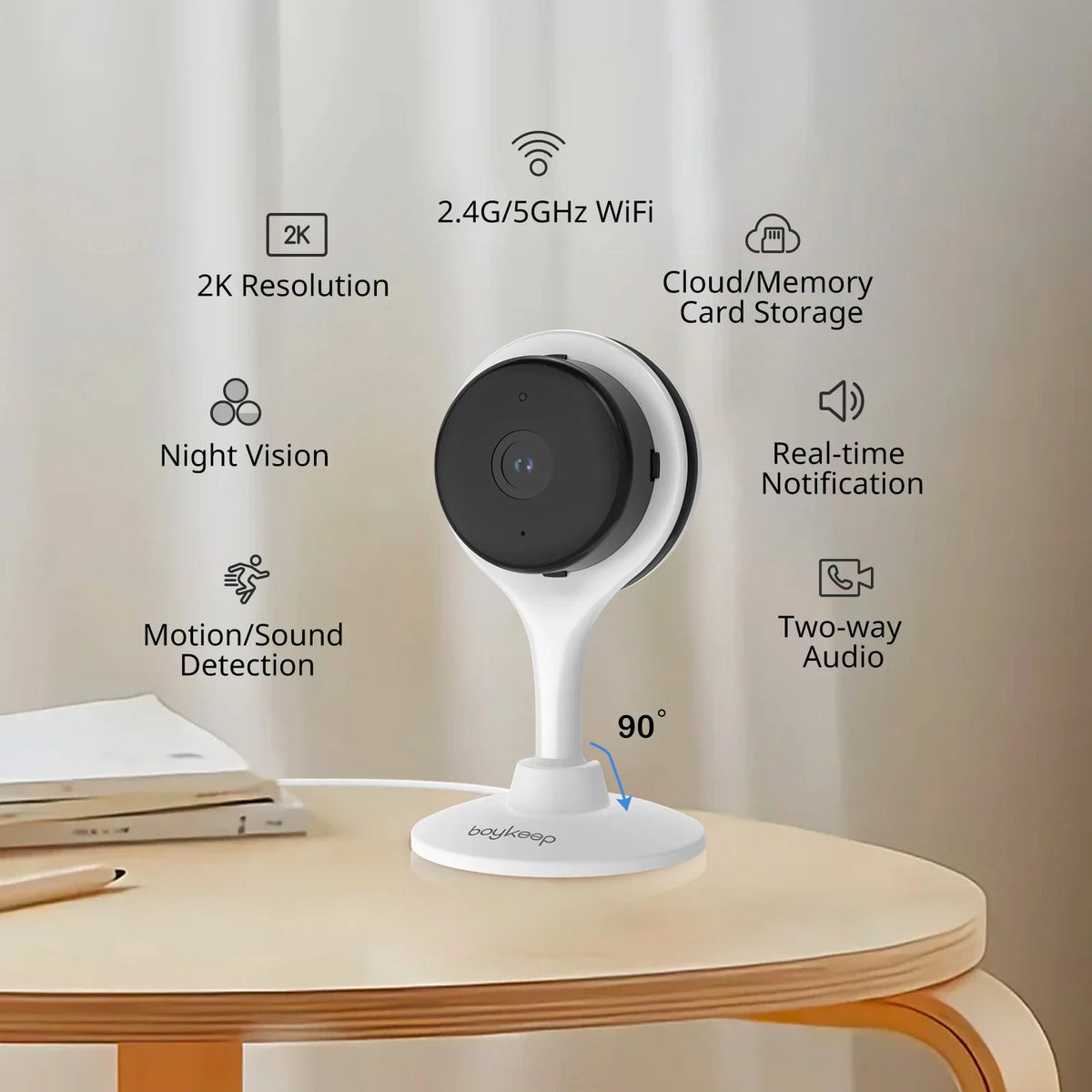 2K Indoor WiFi Security Camera — Baby, Pet & Home Monitor with 2-Way Audio