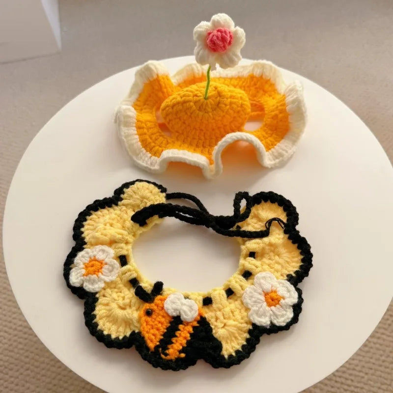 Knitted Hat & Scarf Costume Set for Cats