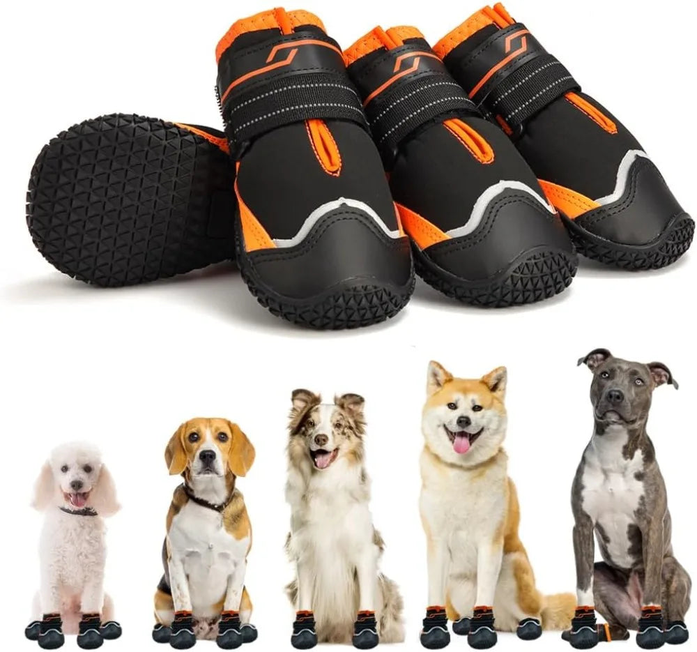 Breathable High-Cut Dog Boots for Hot Pavement & Summer Hiking | Set of 4